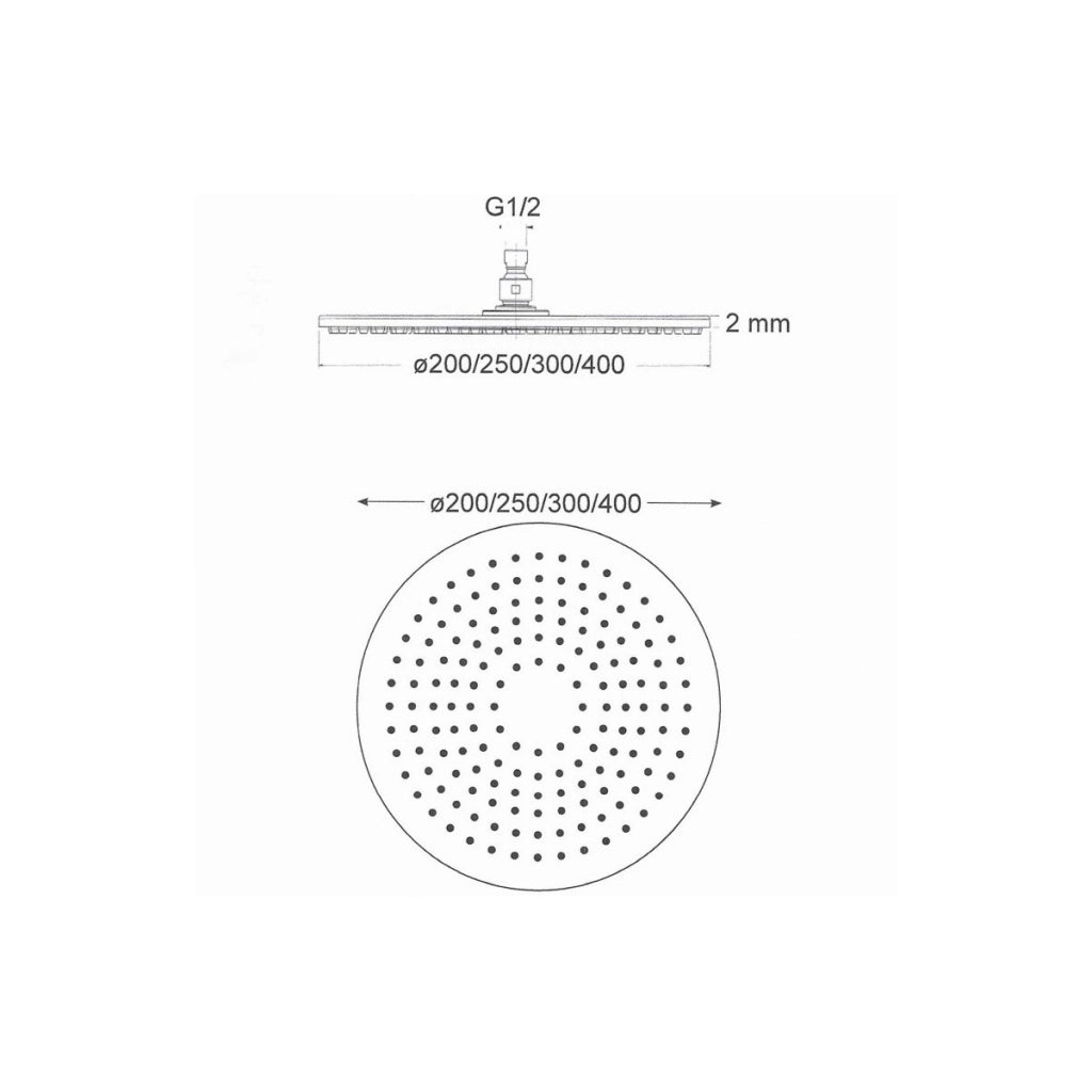 Soffione doccia tondo in acciaio 20cm