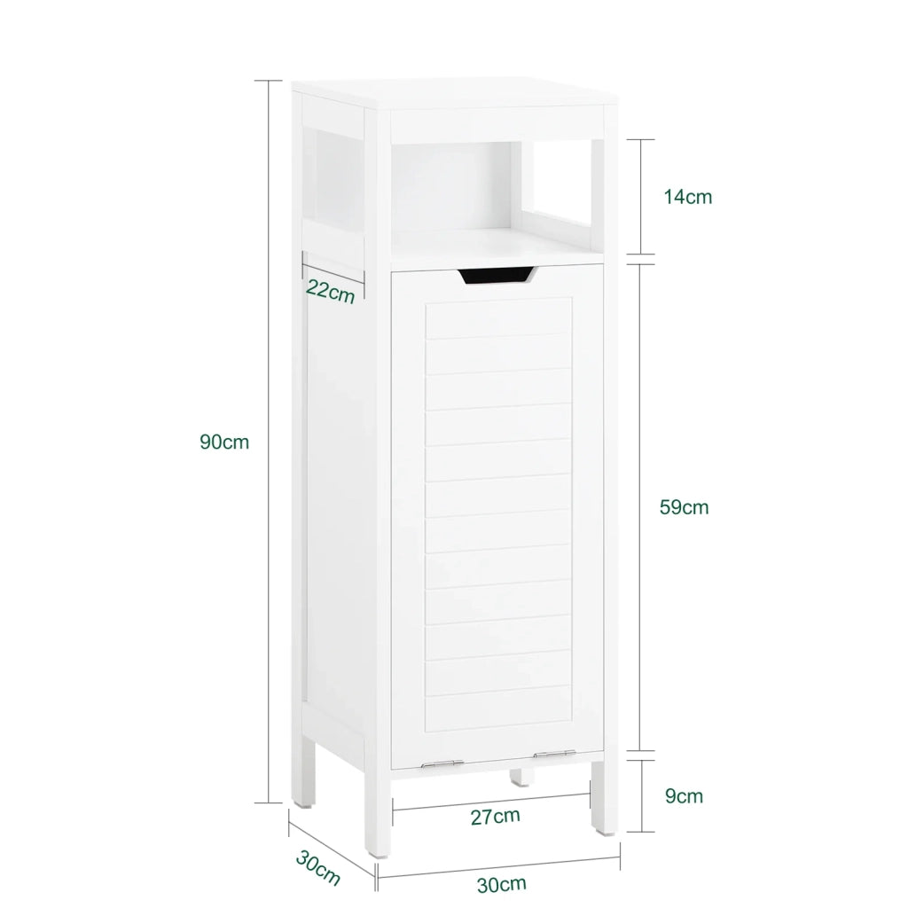 Mobile Lavanderia Con Sacco Portabiancheria Pieghevole Cassettiera Portabiancheria Mobiletto Bagno Bianco 30x30x90 Cm BZR122-W SoBuy