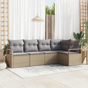 Set di divani con cuscino 5 pcs Beige polyrattan