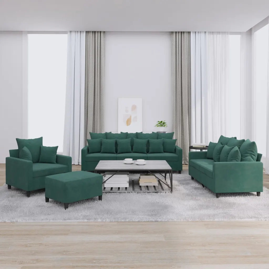 Set di Divani 4 pz con Cuscini Verde scuro in Velluto 3201692
