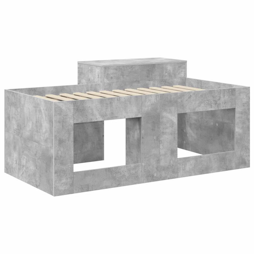 Letto alto per bambini con scrivania Grigio Cemento
