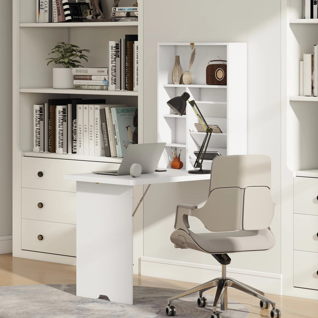 Scrivania a muro pieghevole ¨C zephmum ¨C bianco 93.8x60x147 cm