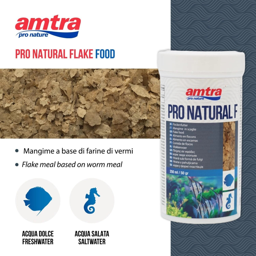 Amtra Pro Natural Flakes 100ml/20gr - alimento completo in scaglie per pesci d’acquario