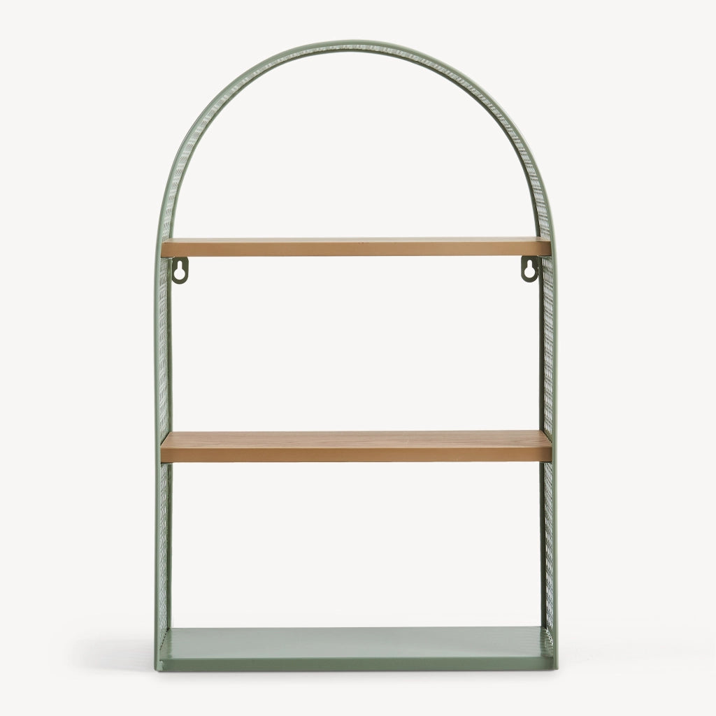 Scaffale da Parete Jäller Design Arcuato Traforato 53x35x14 cm Verde [en.casa]