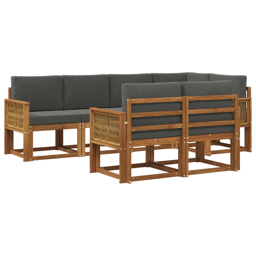 Set di divani da esterno 7 pcs Naturale e Antracite Poliestere