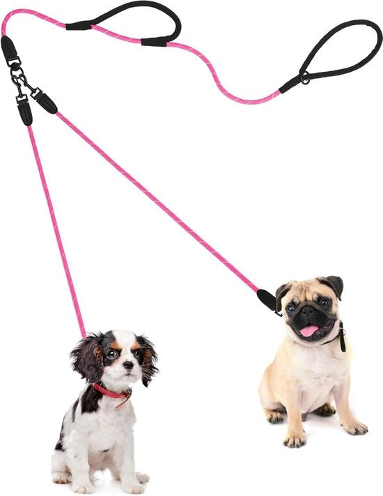 Ripassa per cani per 2 cani - senza nodi - nylon robusto - riflettente - per cani piccoli e medi 08 cm.
