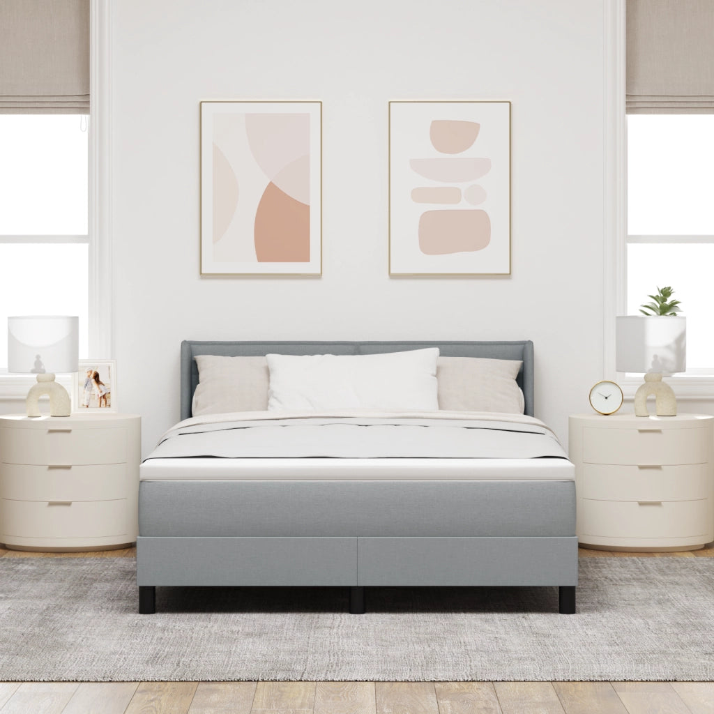 Letto con Box Spring e Materasso Grigio Chiaro 140x200 cm in Tessuto