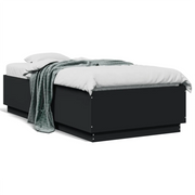 Letto singolo | Letto per adulti | Giroletto Nero 90x190 cm in Legno Multistrato
