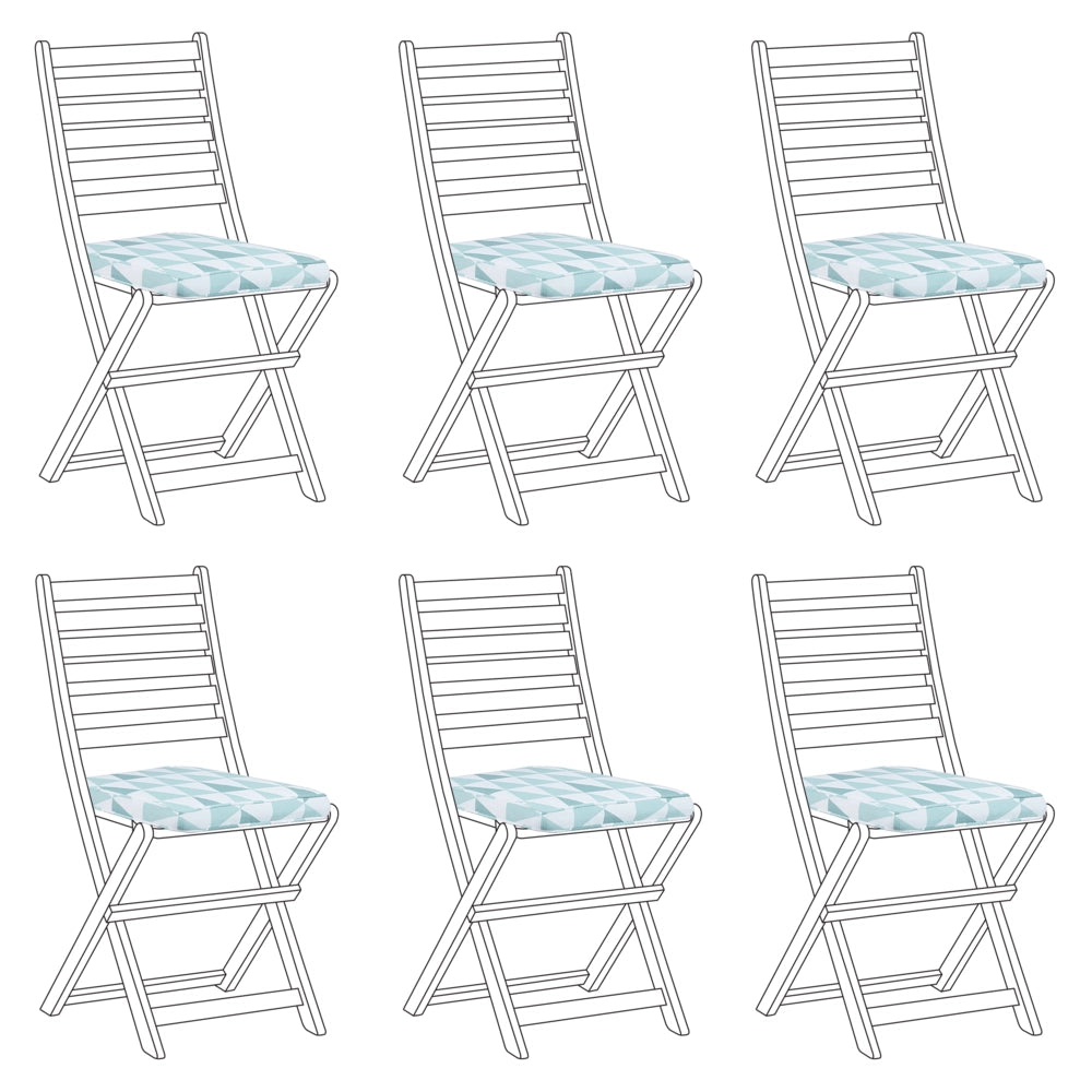 Set di 6 cuscini per sedie da esterno azzurro e bianco 31 x 39 cm giardino terrazzo tessuto resistente
