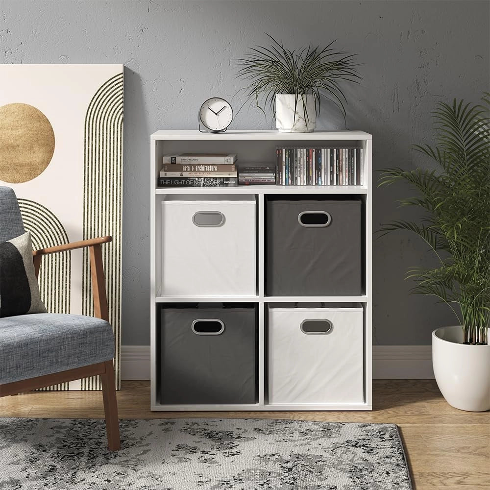 Libreria, Bianco, 72 x 90.2 cm 4 scomparti, per la conservazione e l'organizzazione di supporti e accessori