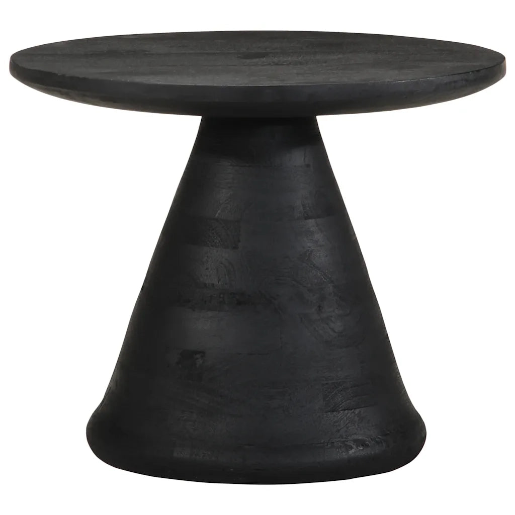 Tavolino da Salotto Nero Ã˜50x40 cm in Legno Massello di Mango