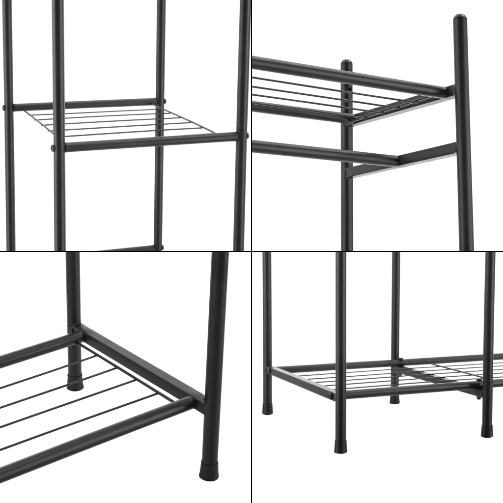 Organizzatore Guardaroba, Scaffalatura con Asta Appendiabiti e 4 Ripiani, Cabina Armadio Senza Ante (AxLaxP) 150 x 110 x 40 cm - Nero, Metallo