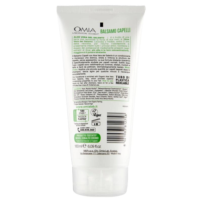 OMIA BALSAMO CAPELLI ECO BIO CON ALOE VERA DEL SALENTO PER CAPELLI NORMALI IDRATANTE ED EQUILIBRANTE DA 180 ML