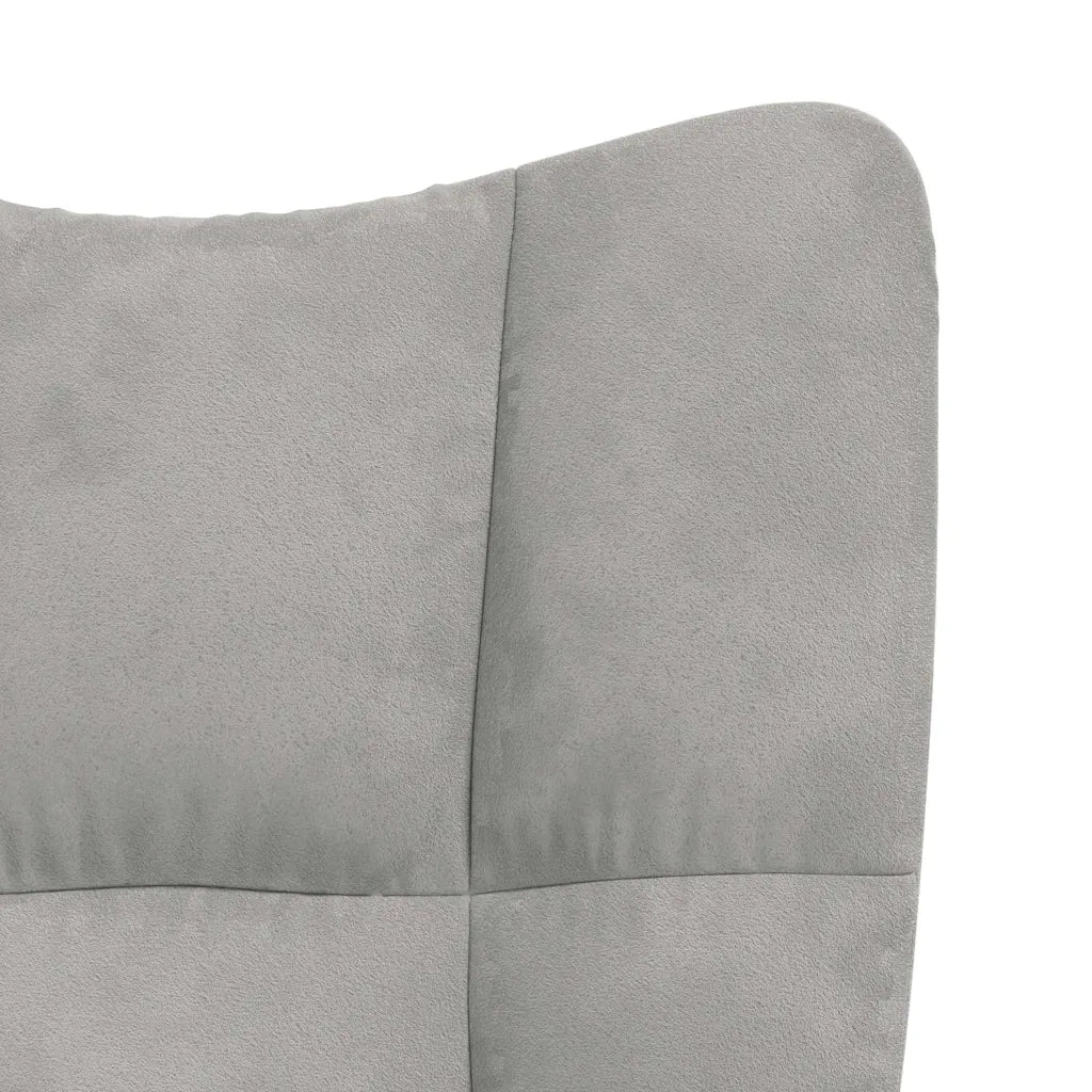 Divano Sedia-Poltrona Relax con Poggiapiedi Grigio Chiaro in Velluto 106126