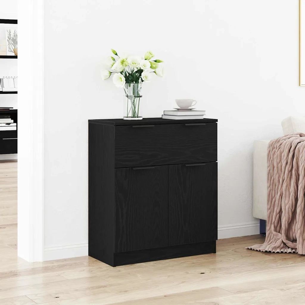 Credenza-Buffet-Armadio da cucina Rovere Nero 60 x 30 x 70 cm Legno multistrato 383017