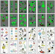 Tatuaggi per Bambini - 12 Pennelli - Tema Spaziale - Tatuaggi Fluorescenti - Tatuaggi Temporanei - Sicuri e Duraturi - Tatuaggi per Bambini