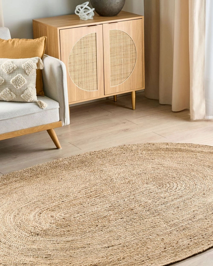 Tappeto Beige di Juta intreccio naturale riscaldamento a pavimento 160 x 230 cm