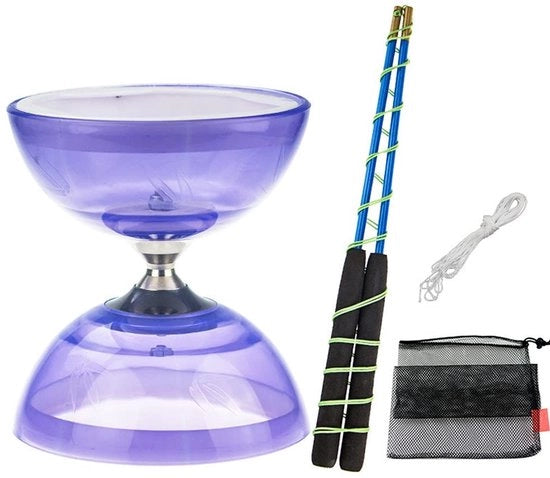 Set Diabolo Professionale a Tre - Incluso 10m di Corda - Asticelle in Gomma Sottile - Facile da Utilizzare