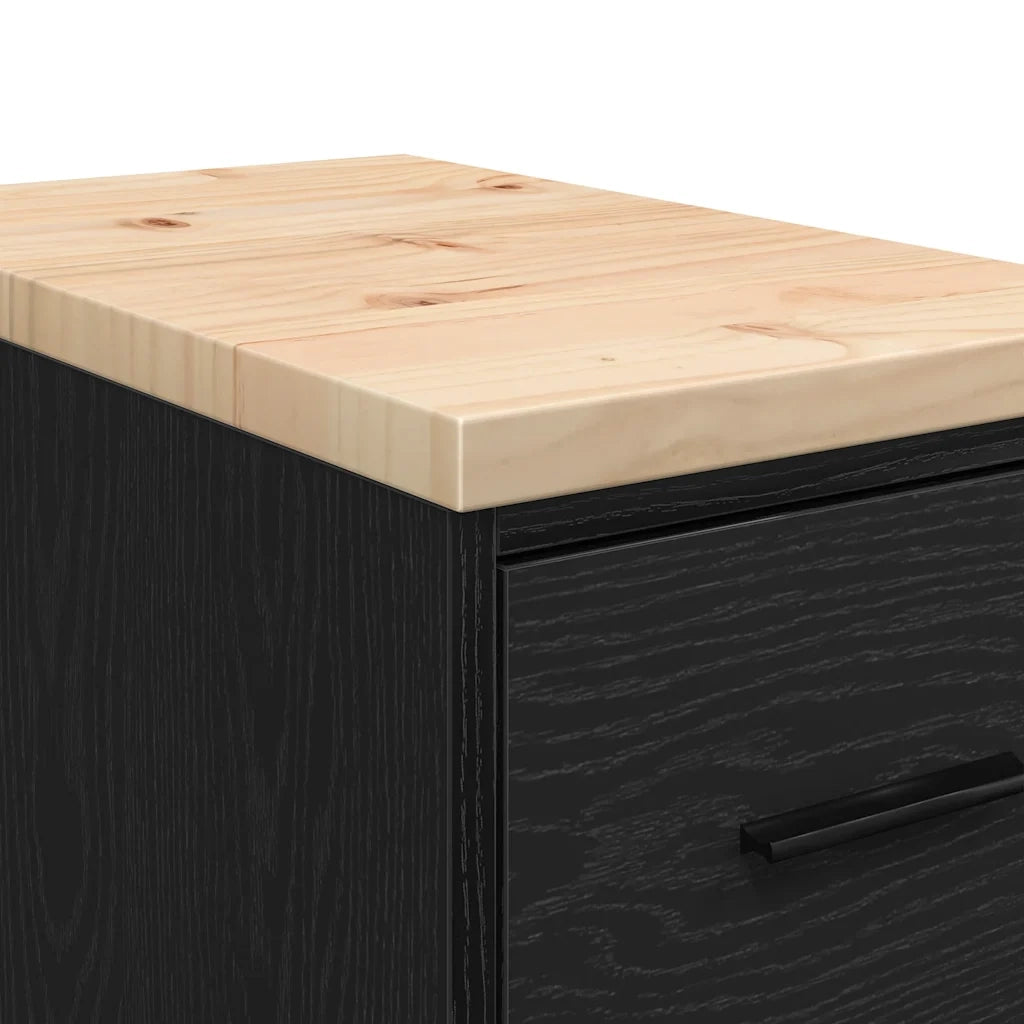 Armadietto da Garage Nero 30x51x85 cm in Legno Massello di Pino