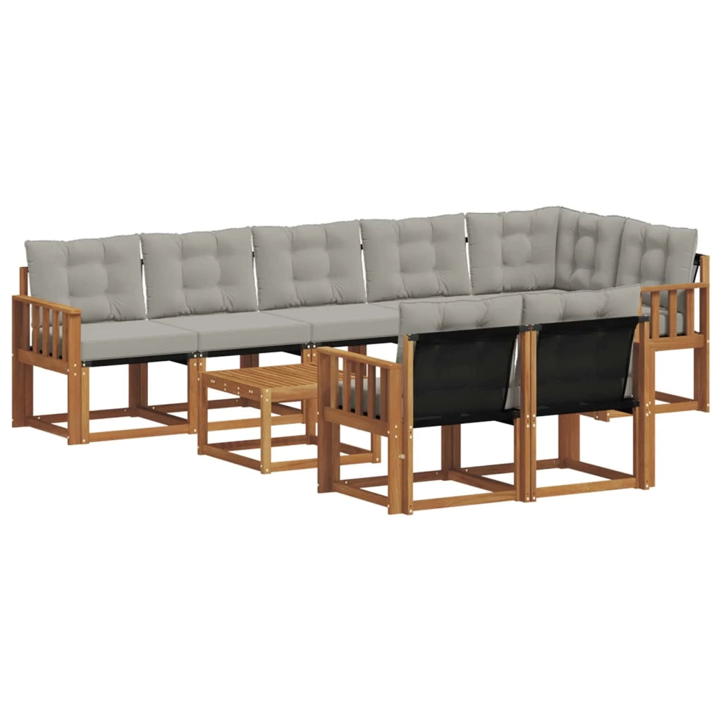 Set di divani da esterno 9 pcs Grigio Naturale e Chiaro