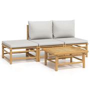 Set Salotto da Giardino 4pz | Set di Mobili da Esterno con Cuscini Grigio Chiaro Bamb¨´