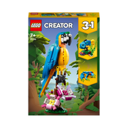 LEGO 31136 Creator Pappagallo Esotico, Set 3 in 1 con Pesce e Rana, Figure di Animali Giocattolo della Giungla, Giochi C