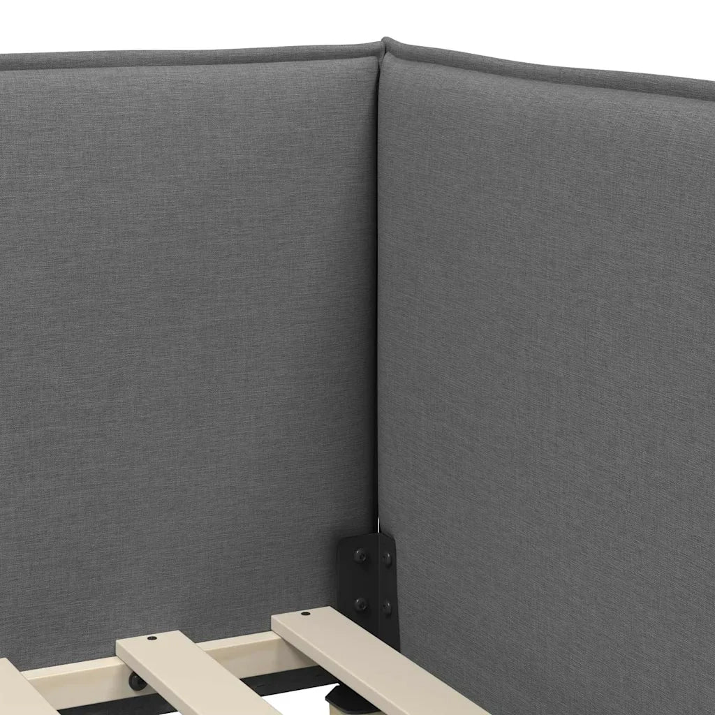 Cornice del letto ad angolo Grigio scuro 80 x 200 cm Tessuto