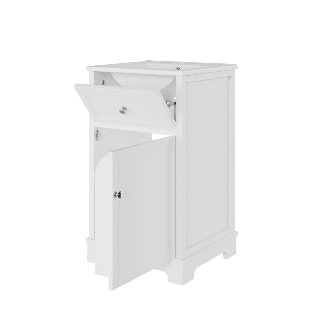 Mobile lavabo 51x46x87 cm con ripiano regolabile e lavabo integrato in MDF e ceramica bianco