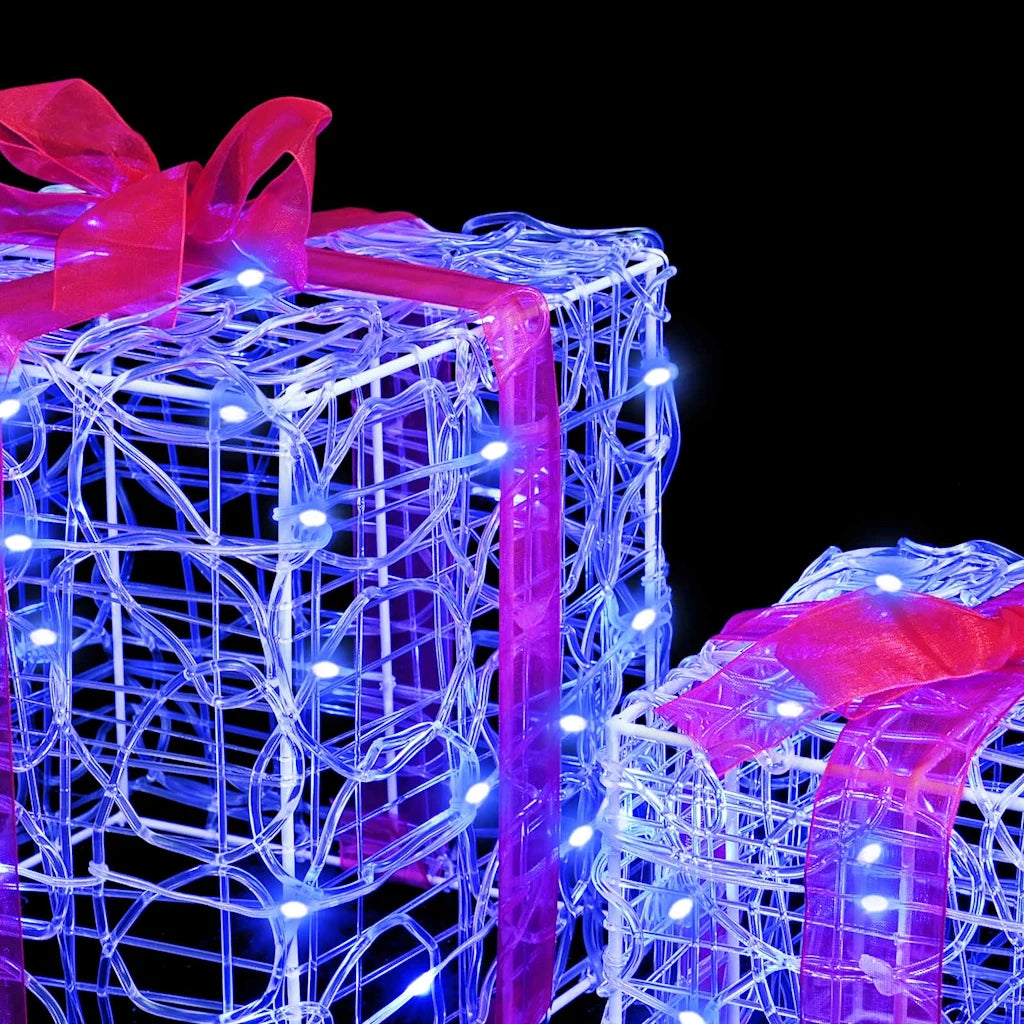Scatola Regalo 3 pz 60 LED Blu 20 x 20 x 20 cm Acrilico 42019093