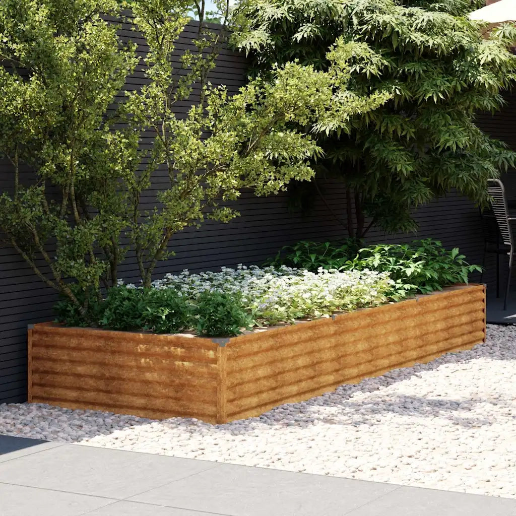 Fioriera Rialzata da Giardino-Vaso da Esterno-Fioriera Elevata 291x100x36 cm in Acciaio Corten