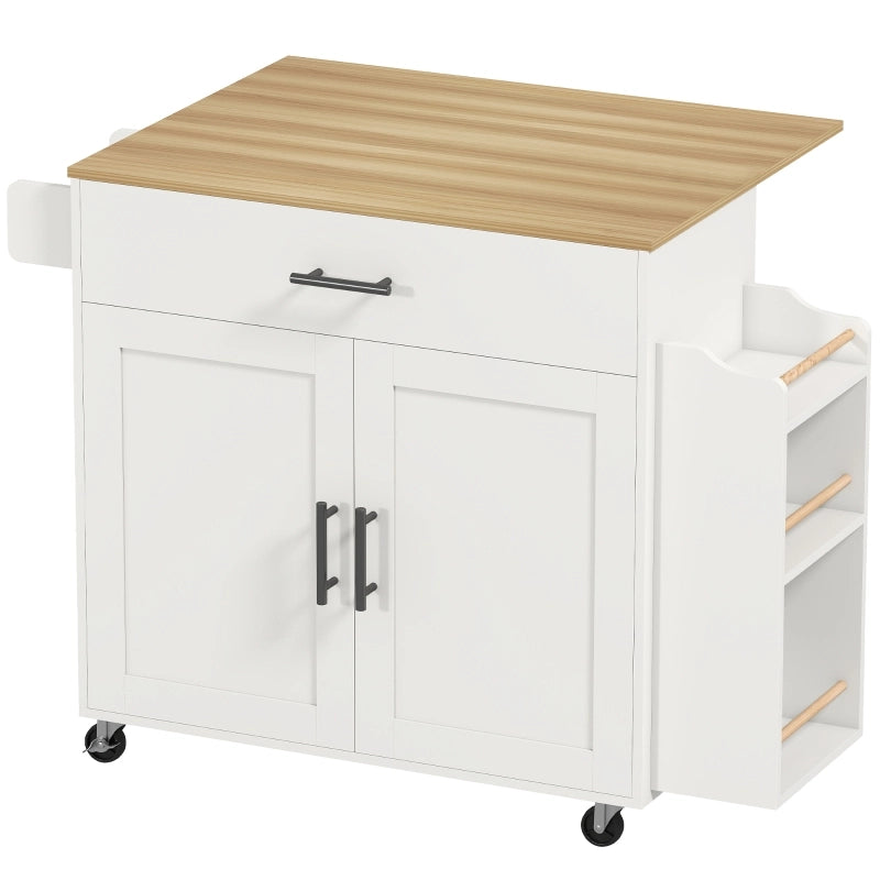 Carrello da Cucina con 1 Cassetto; 2 Ante; Ripiano Regolabile; Piano Ribaltabile e Portasciugamani 120 x 68 x 85 cm