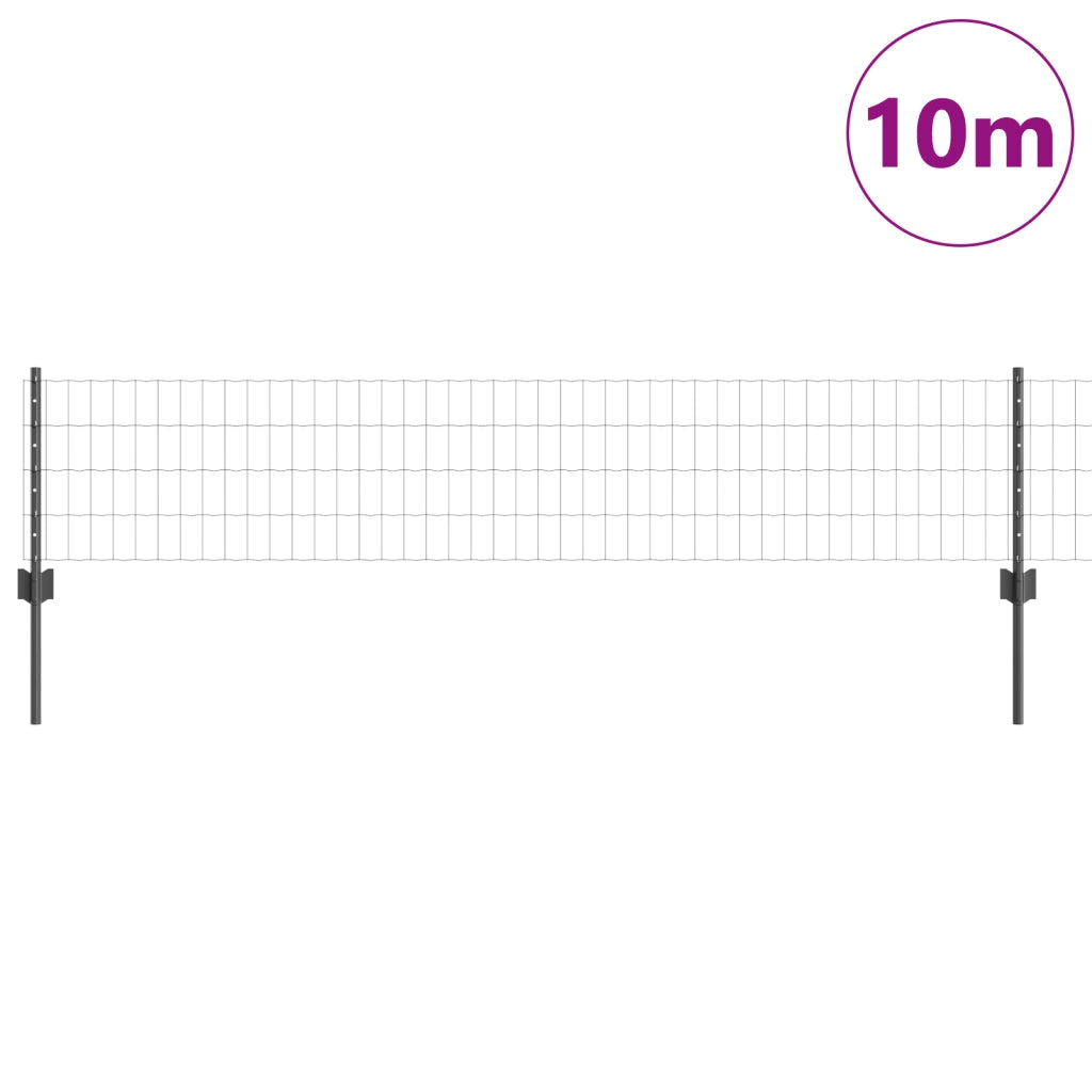 Euro Fence con 5 Post U Grigio 0,4x10 m Acciaio
