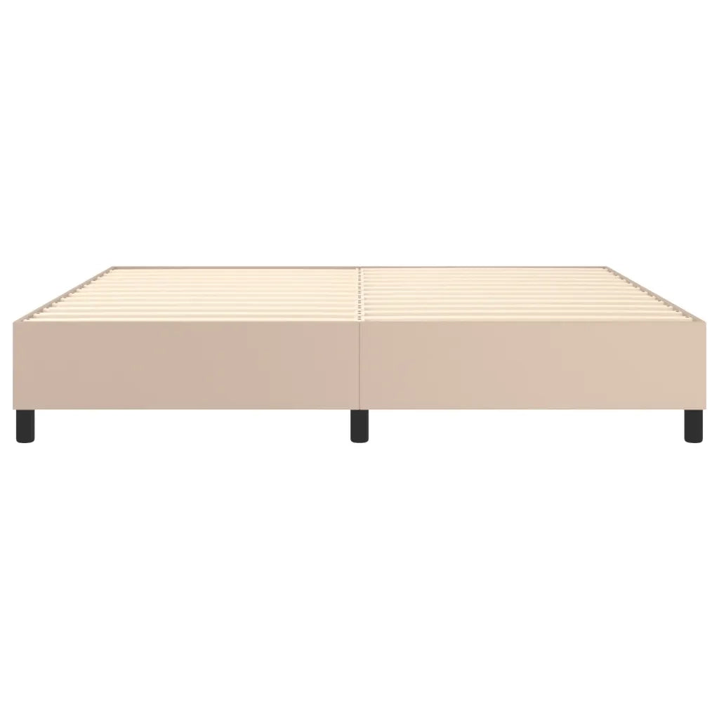 Struttura Letto a Rete a Molle-Giroletto Cappuccino 200x200 cm in Similpelle 107118