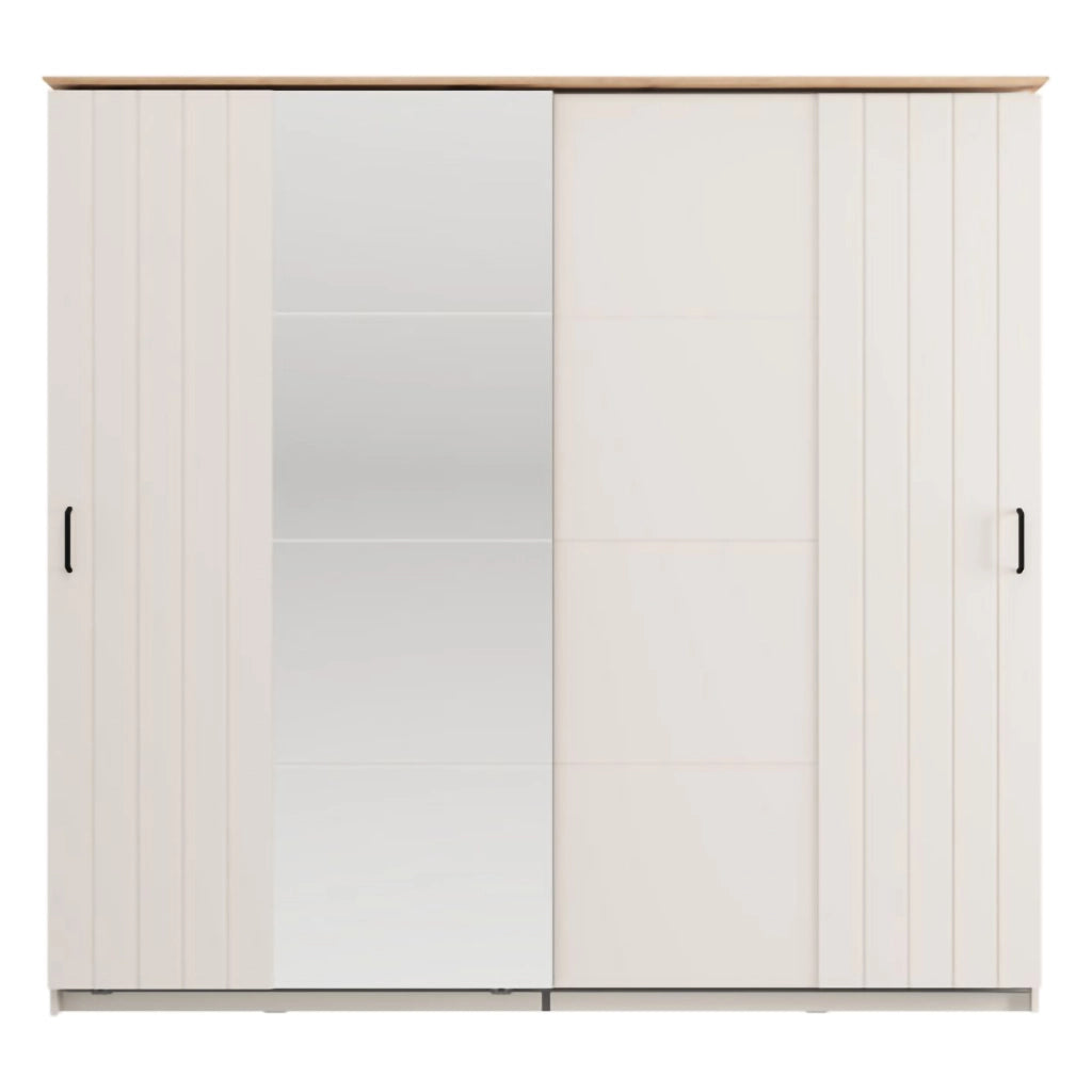 Armadio Camera da Letto Aurovi, Guardaroba 2 Ante 2 Ripiani, 220x205h cm Bianco Crema