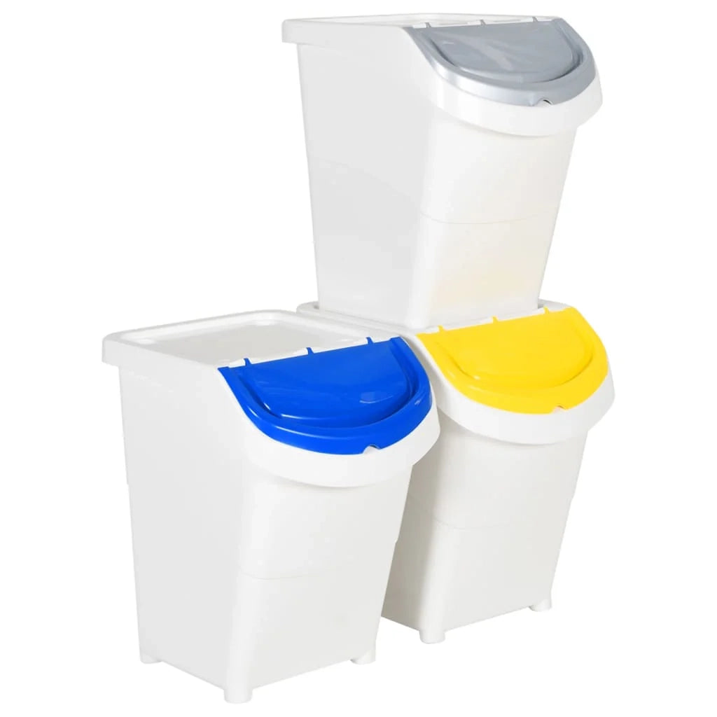Contenitori impilabili con coperchio 3 pezzi PP 120 litri bianco 02_0006049