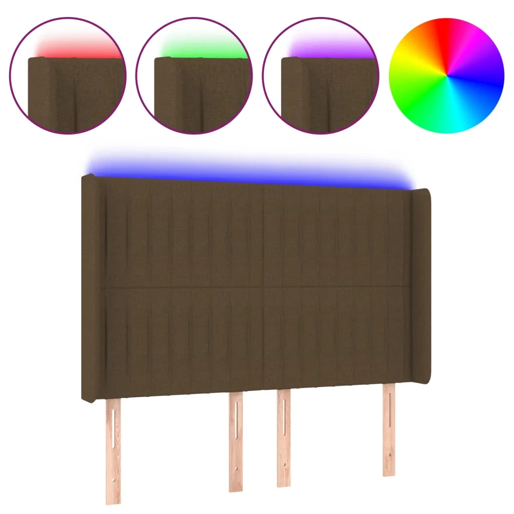 Testiera a LED-Testata con LED MarroneScuro147x16x118/128cm inTessuto 401675