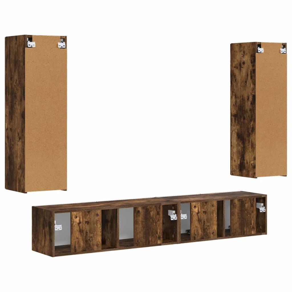 Set mobile TV 3 pz | Armadietto TV | Mobile Porta TV Rovere fum¨¦ Legno multistrato
