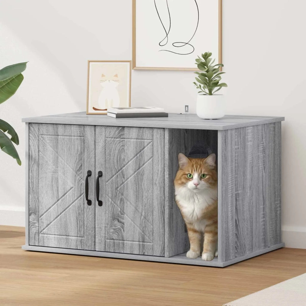 Casa per Gatti Grigio Sonoma 85 x 55 x 50 cm Legno multistrato 8000740