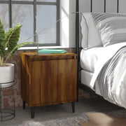 Comodino con Gambe in Metallo Rovere Marrone 40x30x50 cm 813120