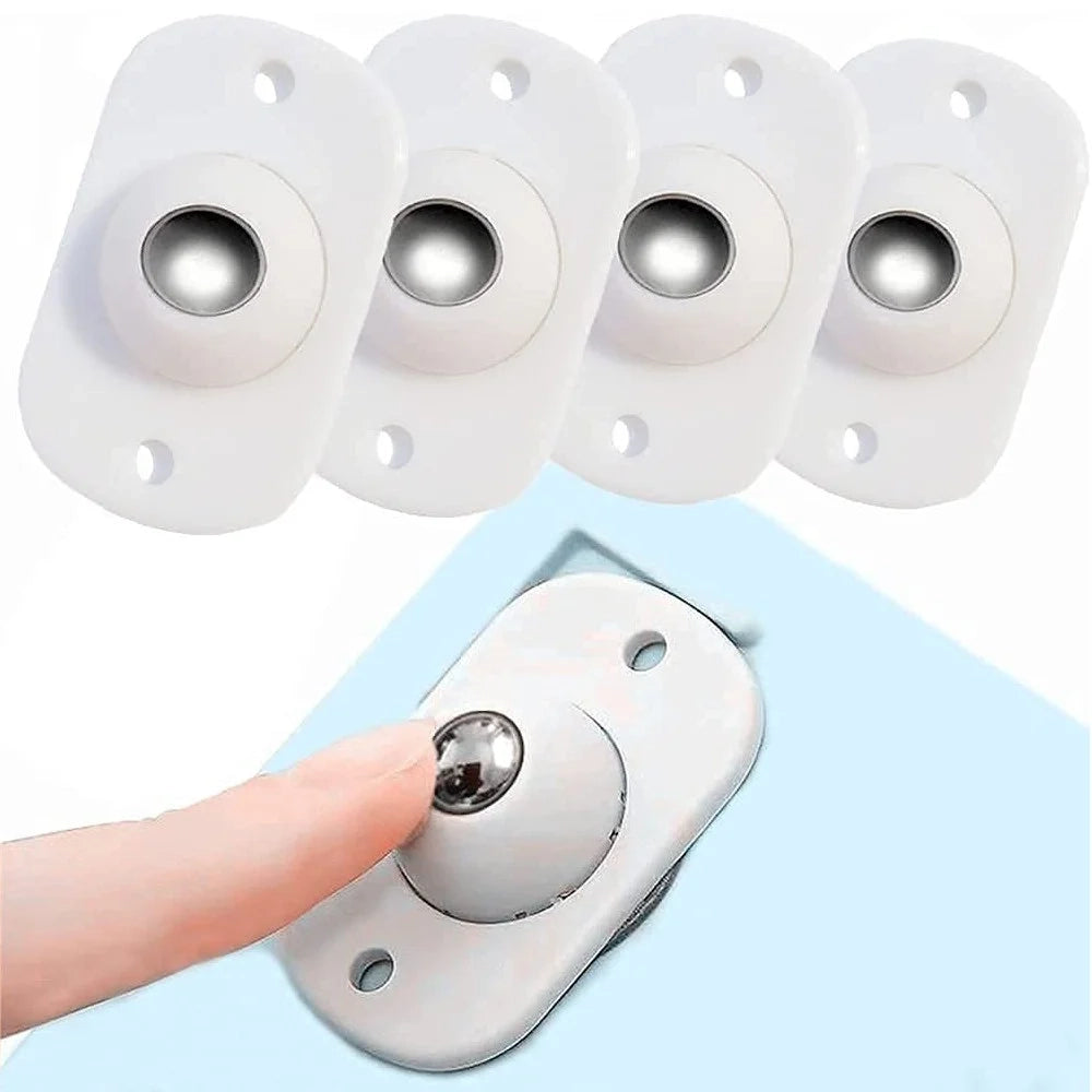 Trade Shop - Set Di 4 Mini Ruote Rotelle Girevoli A Sfera Autoadesive Per Mobili Scatole Portaoggetti -
