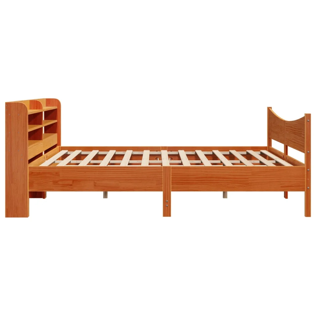 Giroletto con Testiera Marrone Cera 200x200 cm Massello Pino 3307034