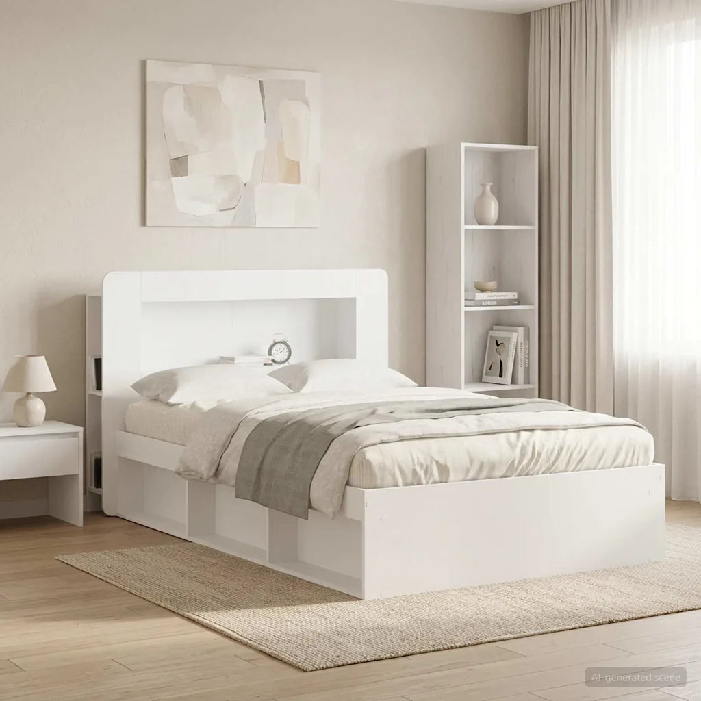 Testata del letto con archiviazione Bianco Legno ingegnerizzato 8001255