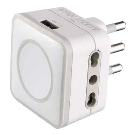 ADATTATORE TRIPLO CON PORTA USB 16A 2P+T - presa 10/16A 2P+T