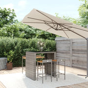 Set Bar Giardino 5pz Grigio Polyrattan e Legno Massello Acaciacod mxl 76708