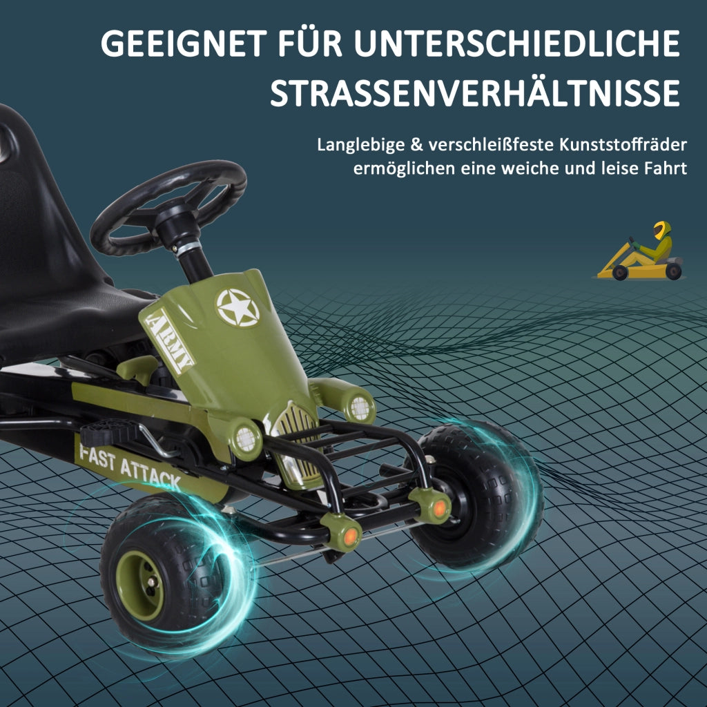 Go-Kart a Pedali con Freno a Mano ¨C Xylo ¨C Sedile Regolabile Verde 99x65x56cm