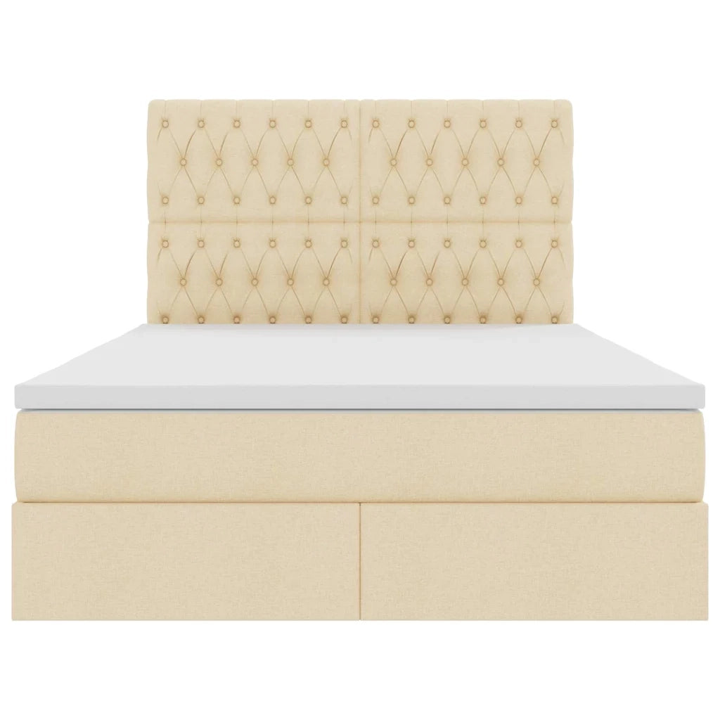 Letto con contenitore e materasso Crema 140 x 190 cm Poliestere