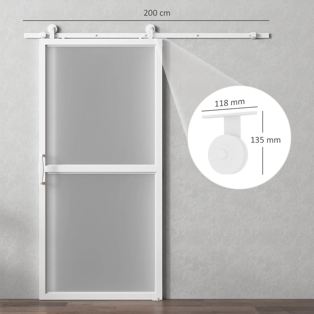 Kit Accessori Porte Scorrevoli 200 cm con 2 Guide e Binari ¨C zephmum ¨C Bianco