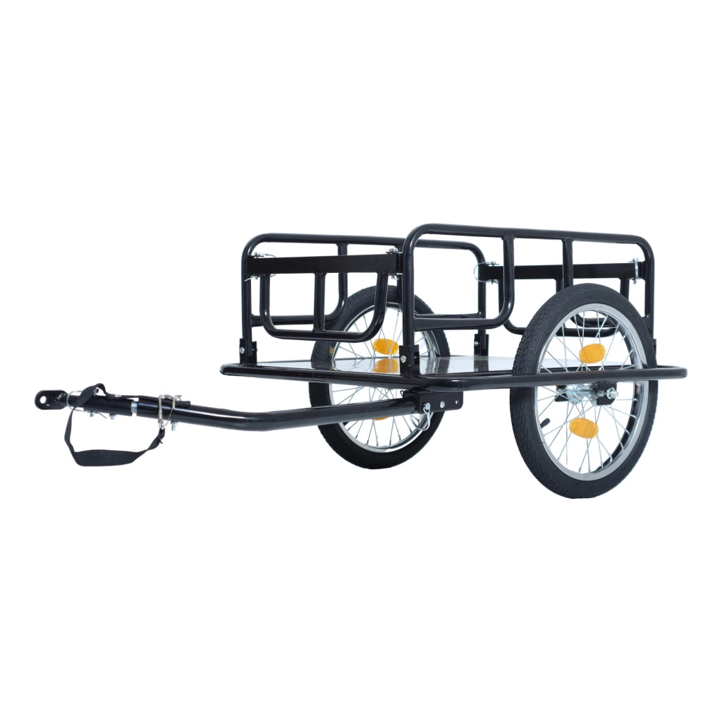 Rimorchio cargo per bicicletta pieghevole in acciaio nero; 50 kg; ruote da 16"