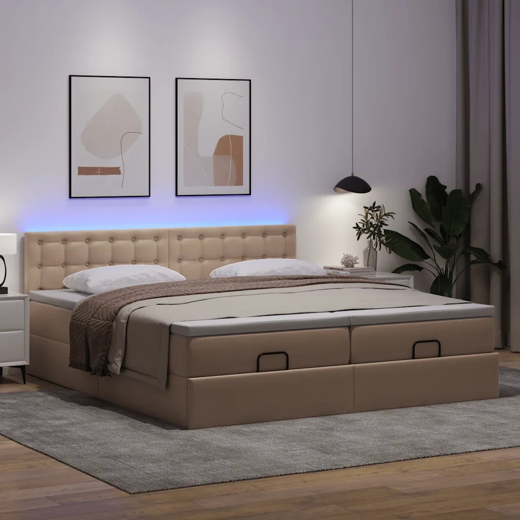 Struttura Letto Pouf con Materassi 200x200 cm Similpelle 3312814