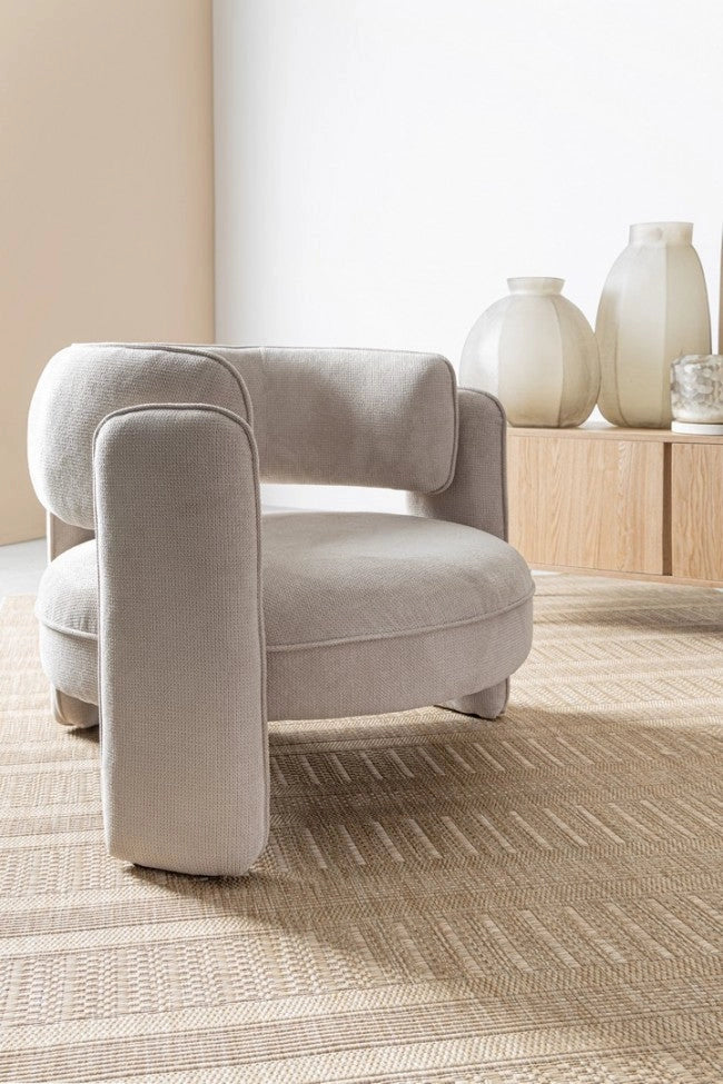 Poltrona Soggiorno 94x88x73 cm Aisha in Tessuto Beige